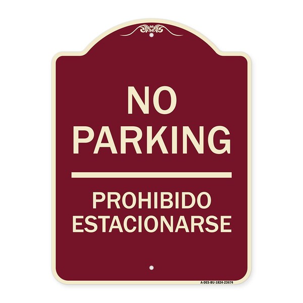 No Parking Prohibido Estacionarse Heavy-Gauge Aluminum Architectural Sign, 24" x 18", BU-1824-23674